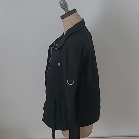 Nine West M Black Lightweight Moto Buckle Spring/Fall Outerwear Jacket - Picture 3 of 12